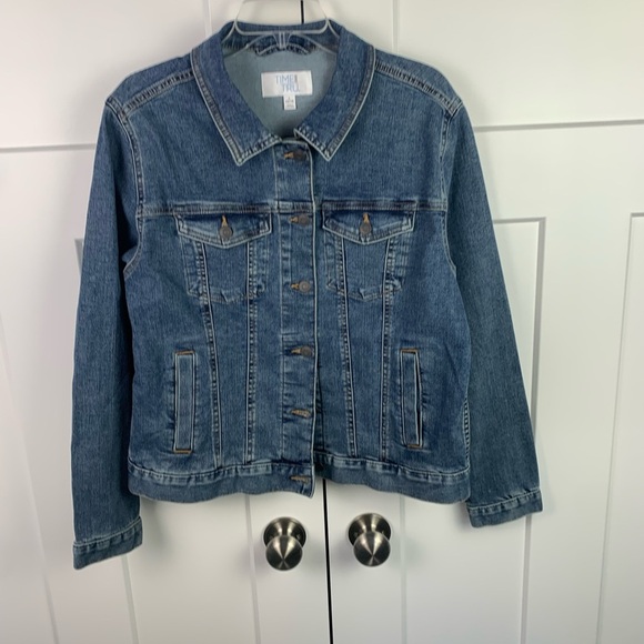 Time Try Denim Jean Jacket Blue LARGE Classic Capsule Minimal AMERICANA - Picture 2 of 6